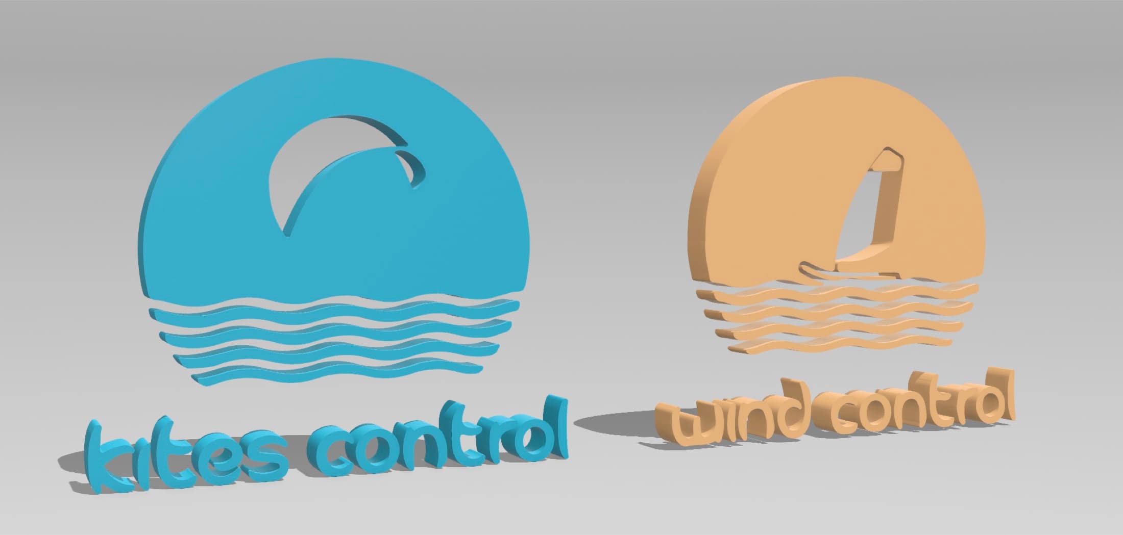 Znaki kites control i wind control w renderze 3D